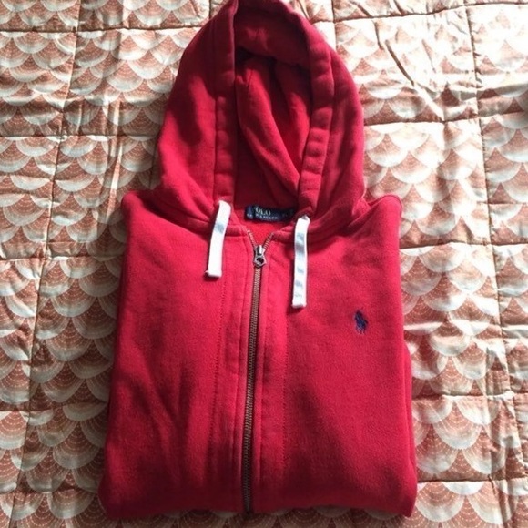 red polo hoodie women's